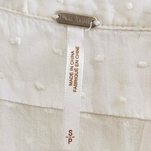 Free People sz S Swiss Dot Everyday Every Girl Lace Top Button Down Blouse Rayon - Picture 6 of 16